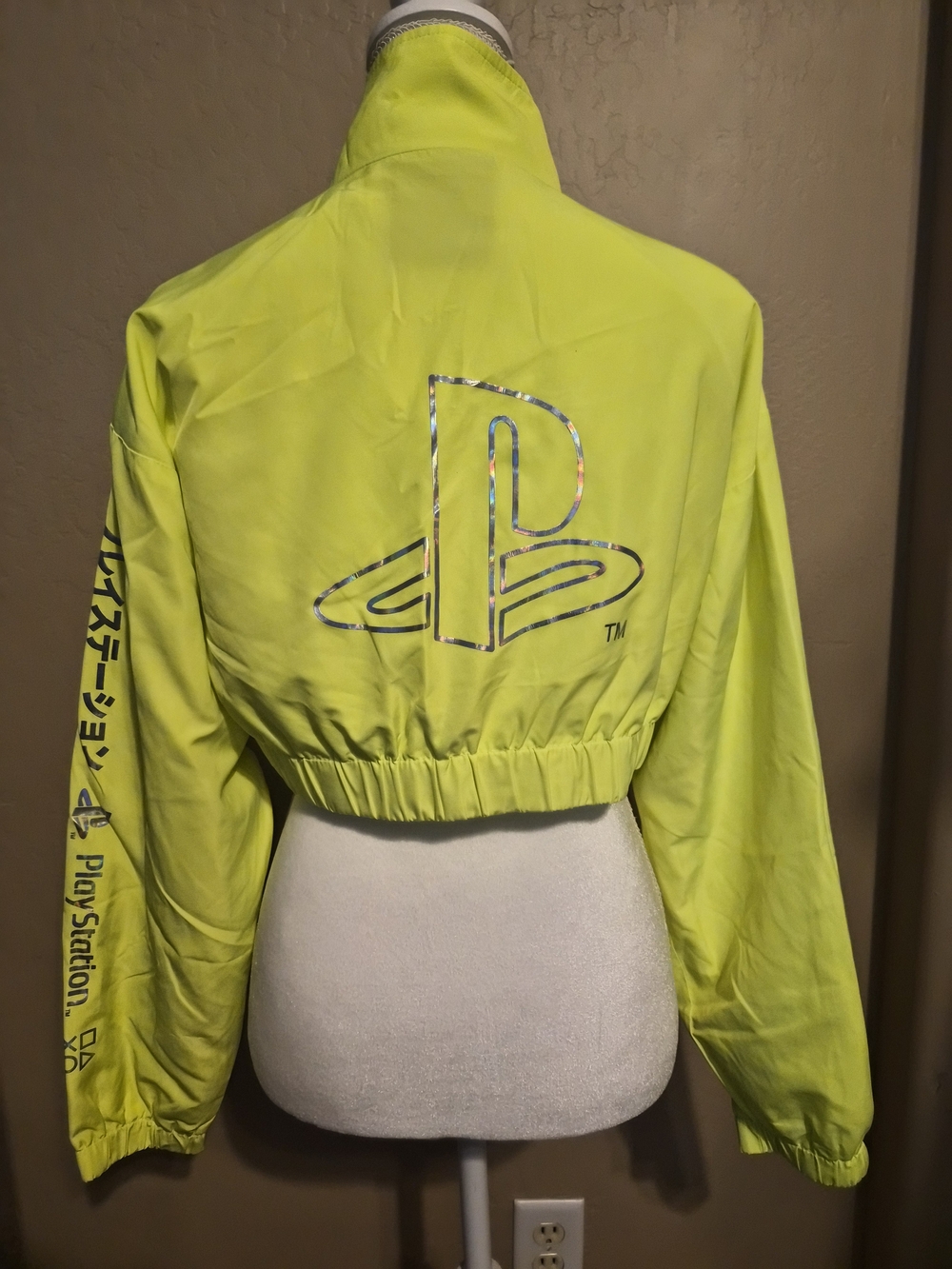 Sony PlayStation 4 Neon Yellow Cropped Windbreaker Jacket Forever 21